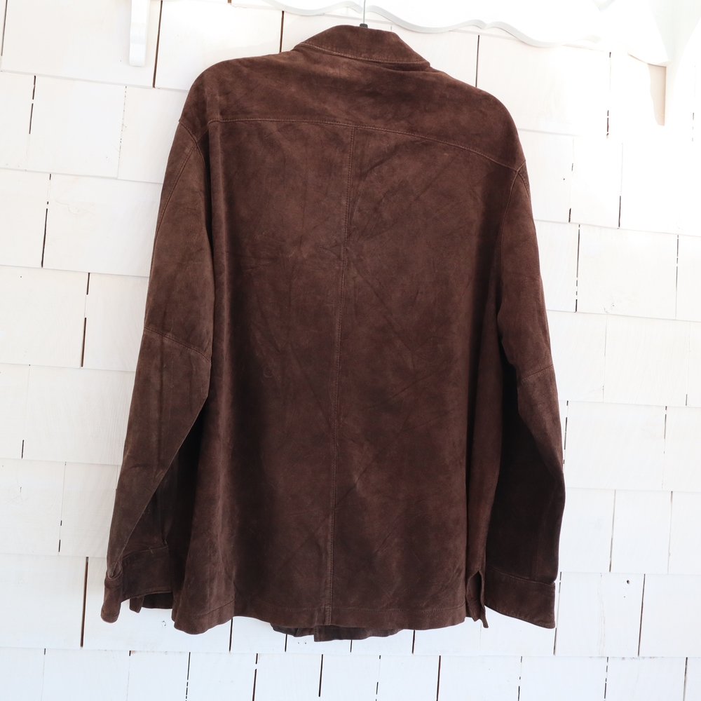 Hand Painted Brown Suede Jacket Flowers XL • 2XL - Picture 4 of 9